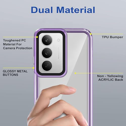 Image of Zapcase Back Case Cover for Realme 14x 5G | Compatible for Realme 14x 5G Back Cover | Case Cover with Camera Protection | (TPU + PC | Translucent Purple)