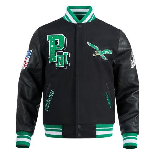 Pro Standard Mens NFL Philadelphia Eagles Best Of Varsity Jacket Black/Green 2XL