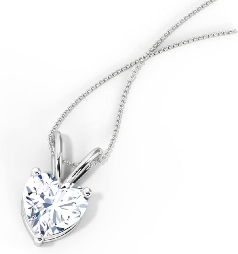 ERAA Jewel 1 CT Heart Colorless Moissanite Engagement Pendant, Wedding Bridal Pendant, Eternity Sterling Silver Solid Diamond Solitaire -Prong Anniversary Promises Gift for Her