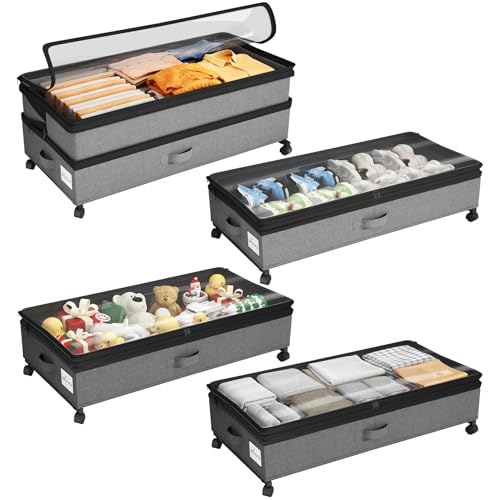 Kitstorack 4-Pack Adjustable Under-Bed Storage Containers