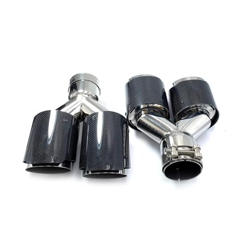 Tubo de escape de carbono brillante y acero inoxidable 304 con brida recta y silenciador doble