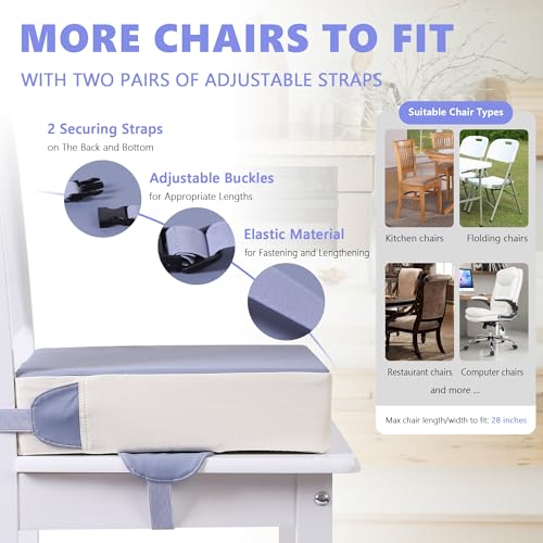 Image of Booster Seat for Kitchen Chair, Toddler Booster Seats for Dining Table with Adjustable Straps Portable for Travel Camping Eating, Booster Cushion for Table for Baby Child Infant Kid Boy Girl