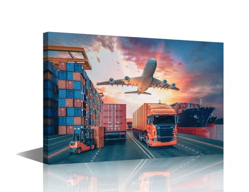 Toile transport et logistique pour deco murale industrielle de salon et bureau chaleureux