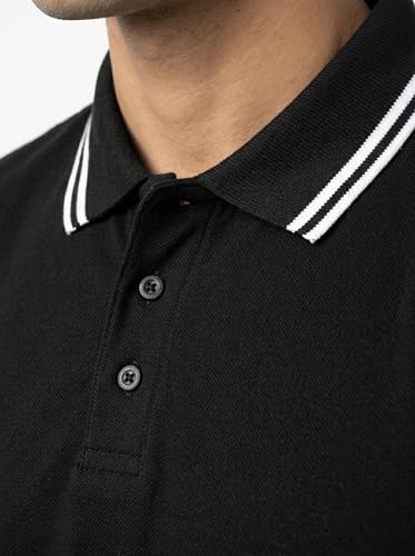 Image of Hangout Hub Hybrid Men's Polycotton Polo T-Shirt | Solid Finish | 260 GSM Premium Fabric | Half Sleeve Collared Neck | Regular Fit | Casual & Office Wear | Set of 1, 2 & 3