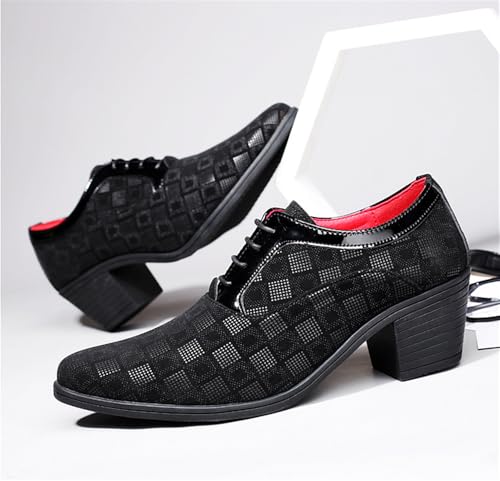 Men Fashion Dress Business Shoe Pointed Toe Floral Patent Leather Lace Up Oxford Black Red Blue2