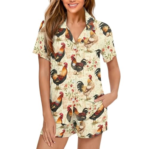 Image of Women's Short Sleeve Sleepwear Pajamas Nightwear with Pockets | skin-friendly breathable material resists pilling fading and deformation after repeated washing