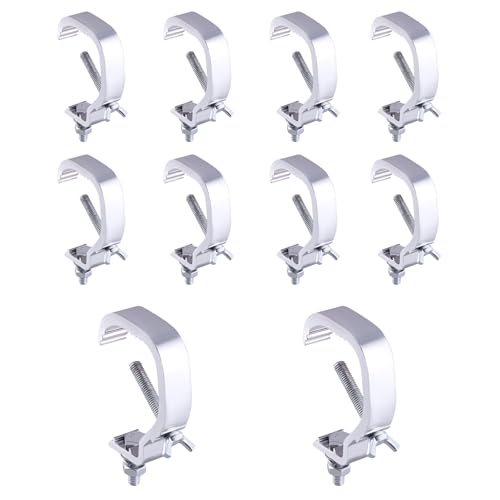 照明クリップ フック 10個セット ステージライト用フック スポットライト 固定金具 クランプ 外径30-50mmチューブ対応 ステージ照明器具 取付用 メタル製