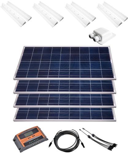 Solarset 12V Solaranlage Solarkit PV Inselanlage Wohnmobil Solarmodul Laderegler Wattzahl:400W mit Halterung