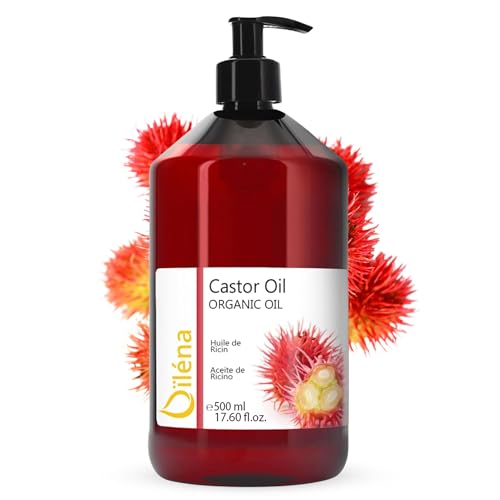 Olio de Ricino, Spremuto a Freddo, 100% Naturale, Occhiaie, Capelli Secchi, Cuticole, Viso, Corpo, Acceleratore di Crescita, Ciglia, Unghie, Barba, Siero Anticaduta, Vegano 500 ml