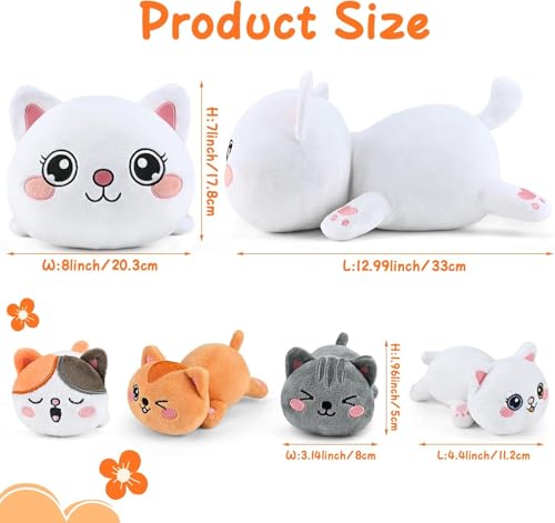 Image of KMUYSL Cat Stuffed Animals Toys for Ages 0 1 2 3 4 5 6 7 8+ Years Old Kids - Mommy Cat with 4 Baby Kitty in Her Tummy, Idea Xmas Birthday Gifts for Baby, Toddler, Girls, Boys