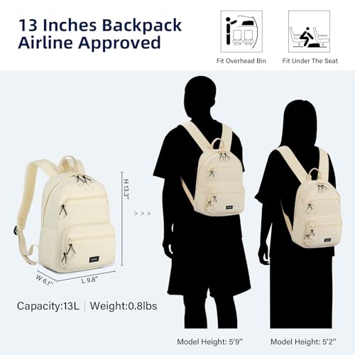 Image of HanTrip Carry On Travel Backpack For Men Women, 13 Inch Small Mini Work Bag Personal Item Backpacks, Camping Back Pack Lightweight Hiking Daypack For Office Nurse Commuter (Offwhite)