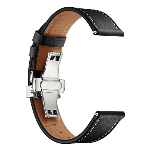 Image of ACM Watch Strap 20mm compatible with Compaq Q Watch Smartwatch | Luxury Leather Clasp Lock Belt Band