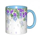  Tazza da Caffè in Porcellana,Tazze da Cappuccino Mug in Ceramica,Tazza in Ceramica 330ml,Illustrazione vettoriale del fiore di colore viola Thun,Mug Grande Capacità,Regali per Colleghi e Persone Care