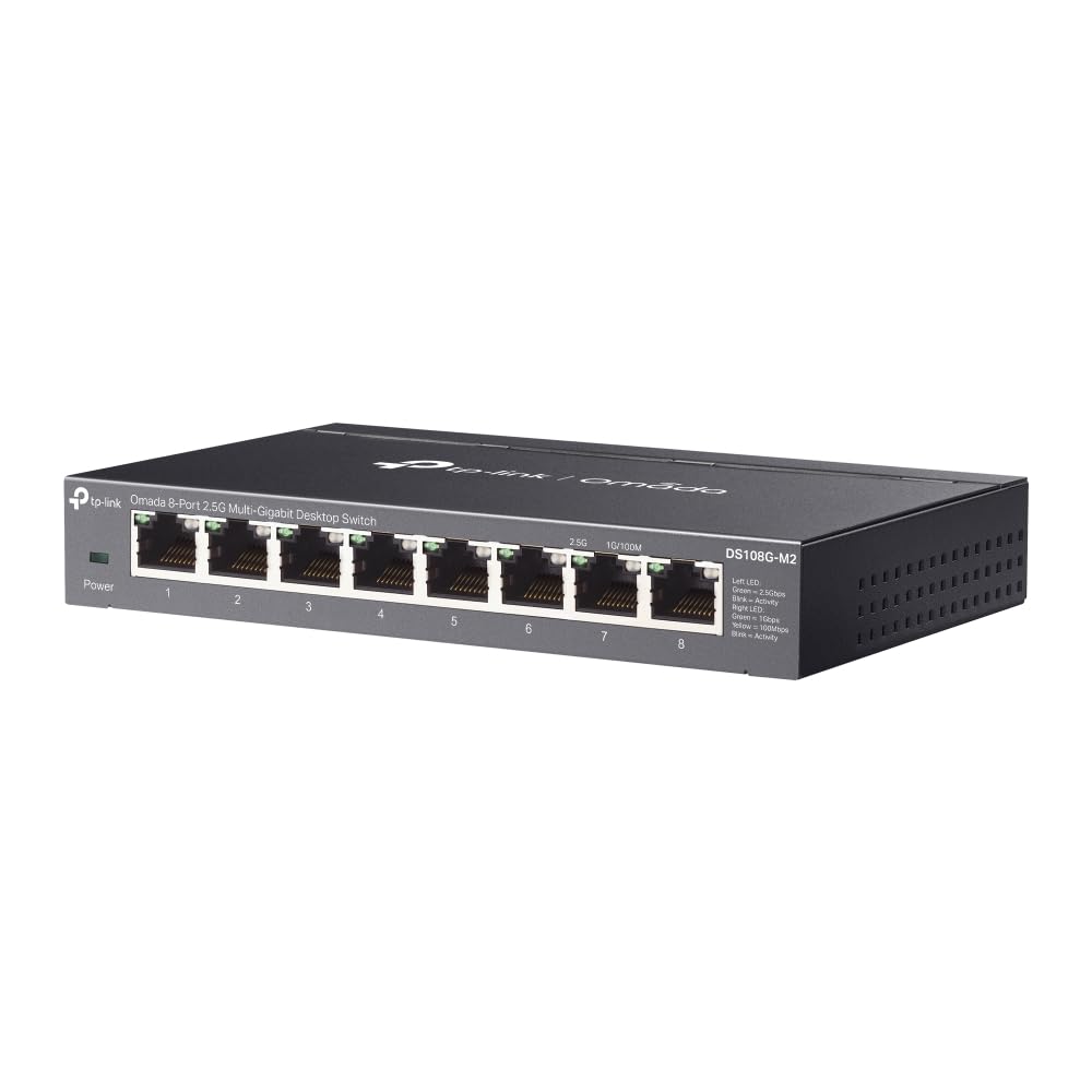 Omada - Switch di rete non gestito multi-gigabit a 8 porte 2,5 G, 8 porte da 2,5 Gbps, splitter Ethernet, design silenzioso senza ventole, Plug and Play, involucro in metallo resistente, montaggio su