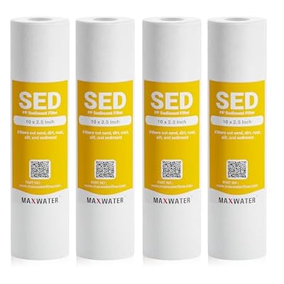 Max Water 10 Micron 10 x 2.5 Sediment Filter Cartridge Replacement for Reverse Osmosis and Whole House Water Filter, Compatible with Well Water Filters P5, AP110, WHKF-GD05, GE FXUSC, RS14-SS, 4 Pack