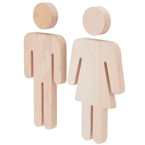 GORGECRAFT 1 Juego de Letreros de Madera para Baño para Hombres Y Mujeres para Puertas de Baño Identificador de Baño para Hombres Y Mujeres Etiqueta con Símbolo de Madera para Oficinas Negocios