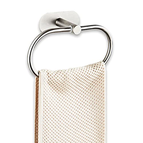 Kitsedit Towel Ring Self Adhesive No Drill Hand Towel Holder For Bathroom Sus 304 Stainless Steel Brushed Nickel Towel Rack(Silvery) #TOP4