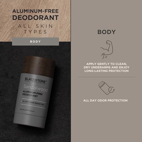 Image of Blackstone Men's Grooming Aluminum-Free Deodorant - All Day Odor Protection | Long Lasting Protection - Sandalwood (2.82 oz)