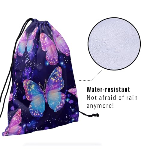 Image of Nerxy Galaxy Butterfly Gymnastics Grip Bag - Stars Grip Bags for Gymnastics Mini Gym Bag Drawstring Storage Pouch Adjustable