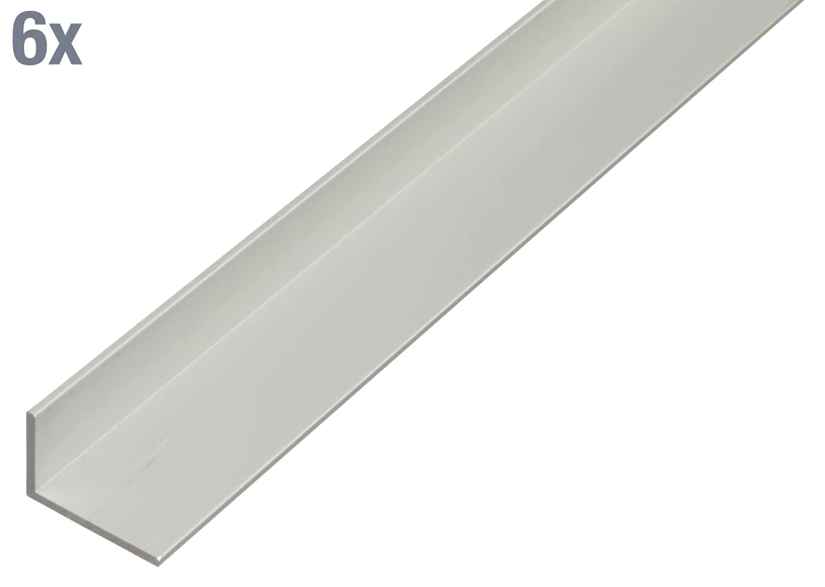 GAH-Alberts 498245 473723 kątownik aluminiowy, anodowany w kolorze srebrnym, 1000 x 20 x 10 mm, zestaw 6 sztuk