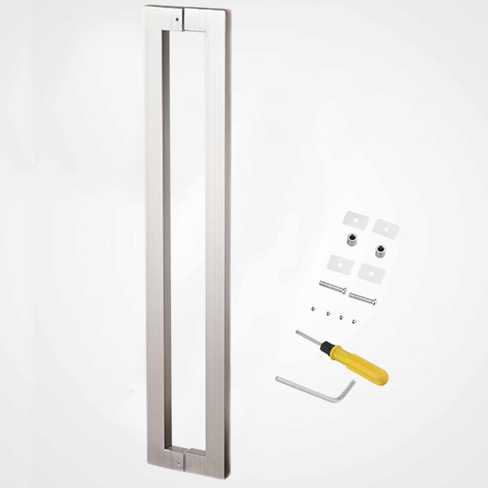 Cwcqgh Silver Barn Door Sliding Door Handle Double Sided Push Pull Door Handle, Bar Pull For Shower Sliding Barn Glass/Wooden Door, Modern Rectangle Stainless Entry Doors Handles,-100Cm/39.4In - 96Cm