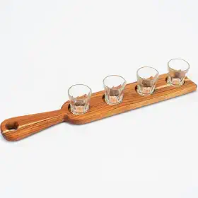 Regua de Shot Tequila madeira com copos de dose 50 ml