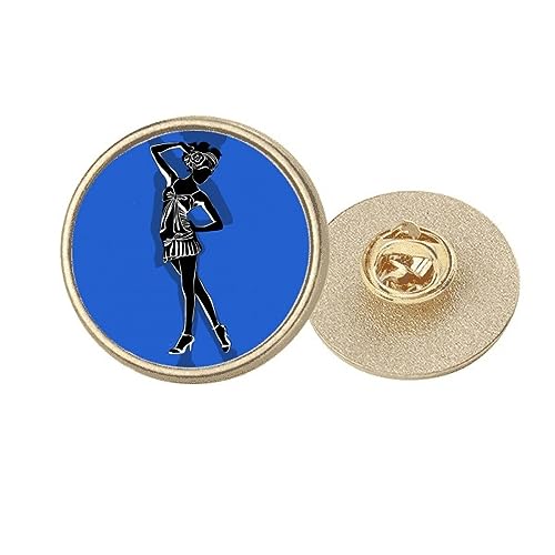 Broche ronde en métal doré Blue Plump Beautiful Girl en taille M
