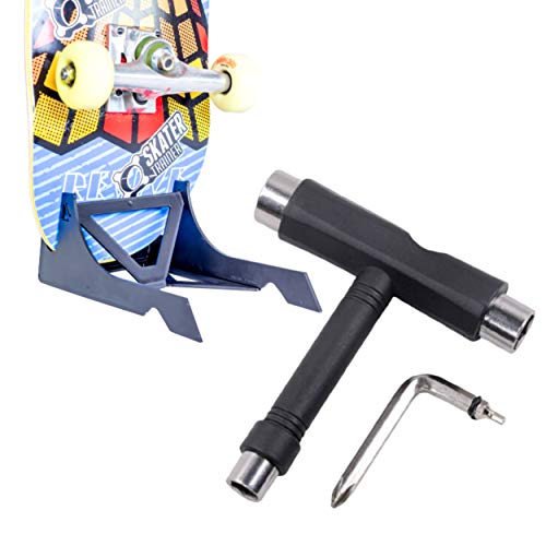 SKATERTRAINER Skate Tool and Floor Skateboard Display Combo, Great Accessories, Stand, or Gift by Skater Trainers (BlackwStand)