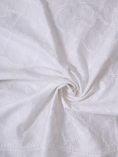 Ada Indian Hand Embroidered Chikankari Chanderi Dupatta Stole Scarf for Women A511210 White2