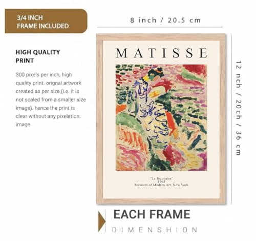 Image of BLINKART Henri Matis Aesthetic Modern Art Walls With Frame | Natural Wood Texture | Living Room Bedroom Office Wall Decoration | Poster Home Decor Frames Wall Bedroom | 12x8 Inches (D240)