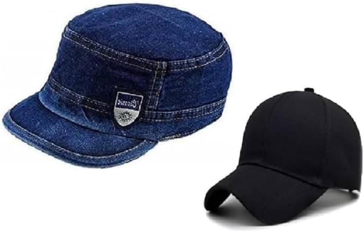 Cap Combo Blue & Black Denim Cap for Men's and Women's