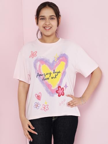 Image of Li'l Tomatoes Girls Crop T-Shirt | 100% Cotton | Graphic Printed Casual Top | Soft & Breathable Summer Wear | 9-16 Years