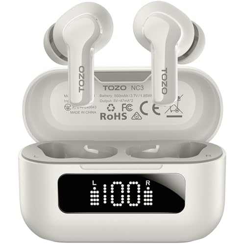 TOZO NC2 - Auriculares Bluetooth inalámbricos, Auriculares Bluetooth inalámbricos con Active Híbrido de multimodo, Modo Transparente, Graves musculares, 42H autonomía, Auriculares de Audio inmersivos