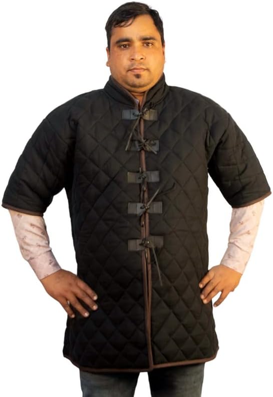 THE MEDIEVALS Gambeson Thick Padded Half Sleeves Quilted Jacket Historical Costumes for rennaissance Dress