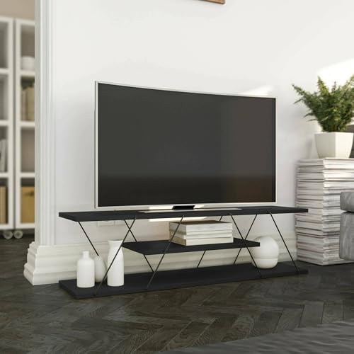 Dmora - Mobile porta TV Lysithea, Credenza da soggiorno, Armadio basso per TV, Base parete attrezzata, 120x30h33 cm, Antracite e Grigio