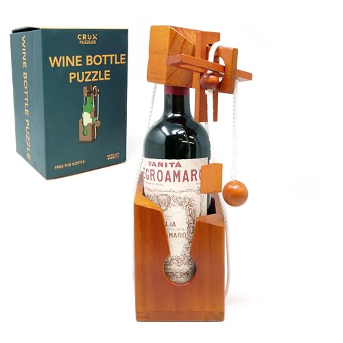 Wine Bottle Puzzle - Premium Difficult Wooden Brainteaser Puzzle Gift