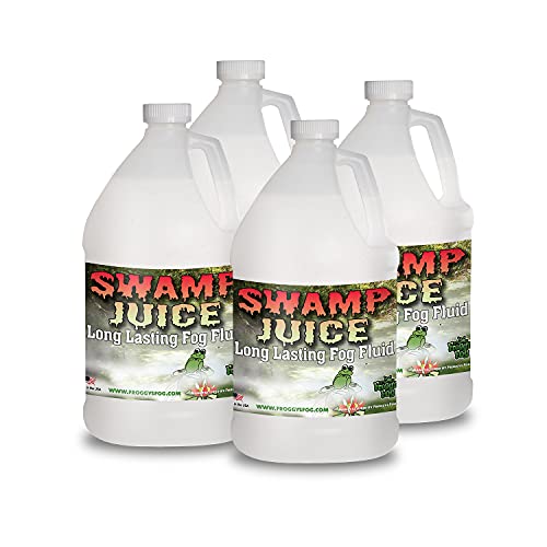 Froggy's Fog - Swamp Juice - Ridiculously Long Lasting Fog Fluid - 2-3 Hour Hang Time - 4 Gallon Case - For Professional and Home Haunters, Theatrical Effects, DJs