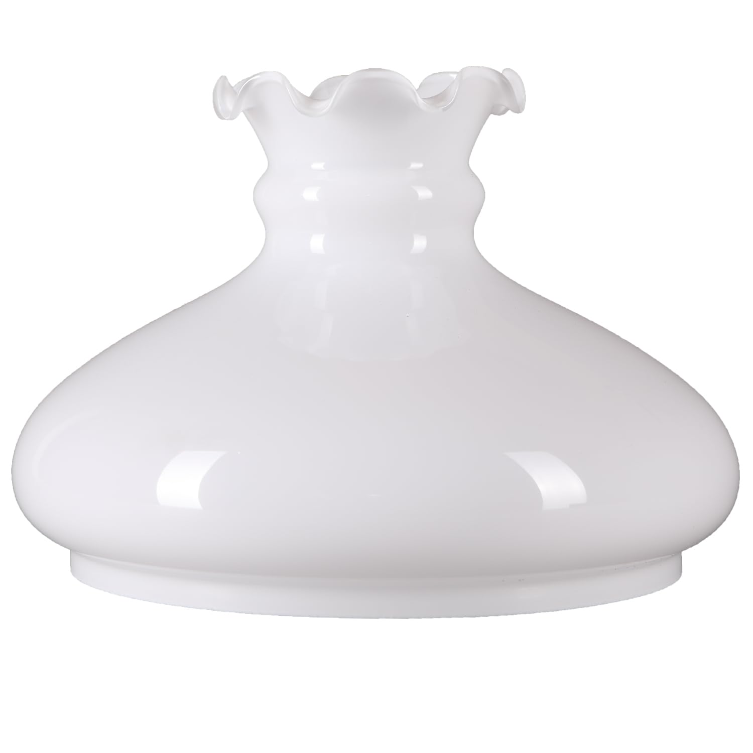 Petroleumglas Lampenglas Ersatzglas Opalglas weiß Rüschen Leuchtenglas Ø 230mm Dekorativ H:186mm