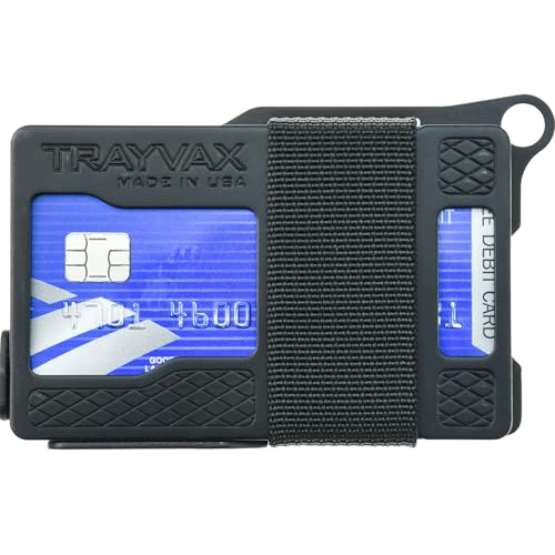 Trayvax Armored Summit Wallet, RFID Front Pocket Metal Credit Card Holder with Money Clip, Slim Minimalist Wallet for Men and Women, Shadow Black