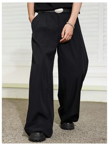 Floerns Men's Causal Baggy Wide Leg Suit Pants Loose Fit Business Dress Trousers3