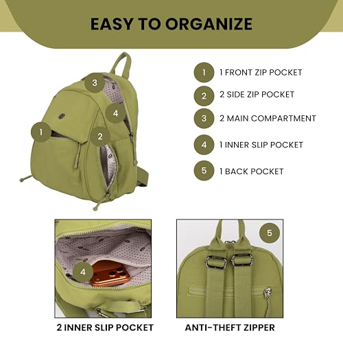 Image of TS WITH TECHSUN Women Mini Backpack | Water-Resistant Compact Bag for Travel, Daily Use & Casual Outings | Fits Only Essentials (L) 26CM X (W) 15CM X (H) 32CM