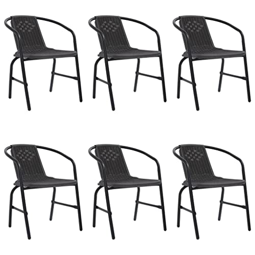 GCHDHAPB Sillas de exterior para exteriores, sillas de jardín, 6 piezas, ratán de plástico y acero, 110 kg