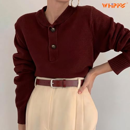 Image of WHIPPY Women Casual Leather Belt for Jeans Pants, Fashion Ladies Waist Dress Belt
