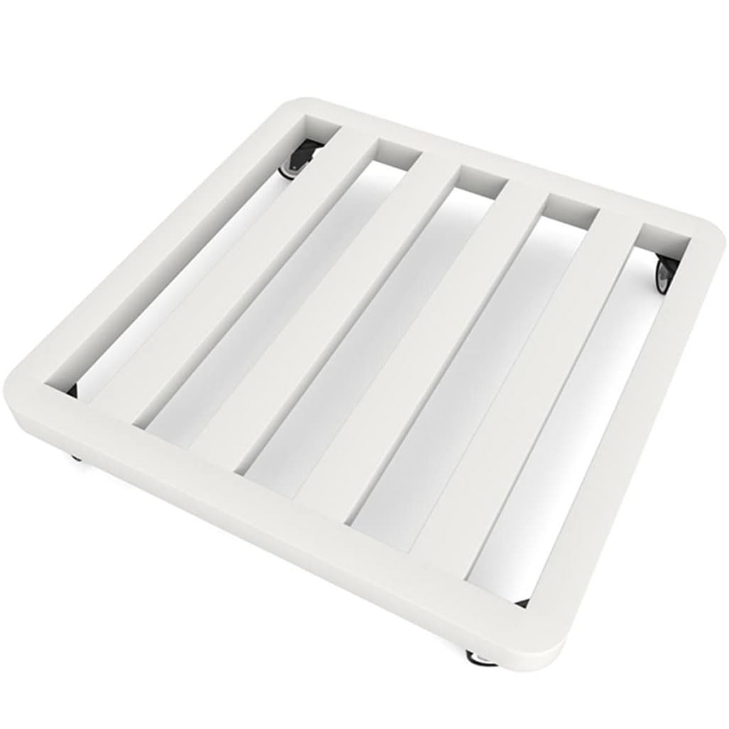 Large Metal Square Plant Caddy With Wheels, Heavy Duty Rolling Plant Stand With Locking Casters, 330Lb Capacity Planter Dolly For Outdoor Flower Pot Roller Base Plants Movers 18In,White-18Inch
