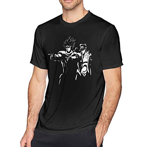 RO&CO XCxBlAN Homme's T-Shirt JoJo's Bizarre Adventure Kujo Jotaro Motif imprimé Noir Large