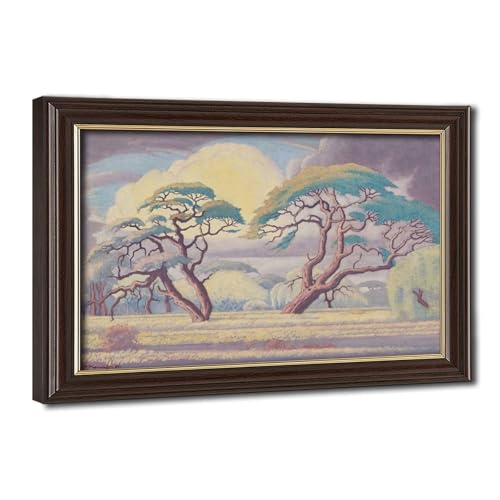 Impression sur toile d'arbres d'acacia pour créer une ambiance salon chaleureuse