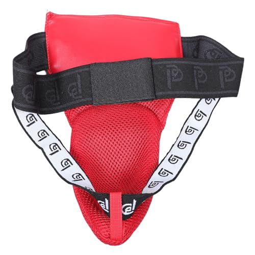 Coquille inguinale rouge en maille pour protection de boxe et MMA