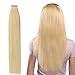 Produktbild Tape Extensions Echthaar - Echthaar Extensions Tape In Haarverlängerung 100% Remy Glatt Natürliche Blondine (35cm-40g)