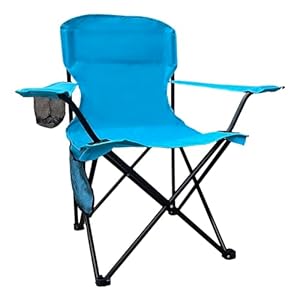 Heavy Duty Lawn Cooler, Storage Pocket, Waterproof Bag Outdoor Arm Chair, Supports 225LBS, Blue
