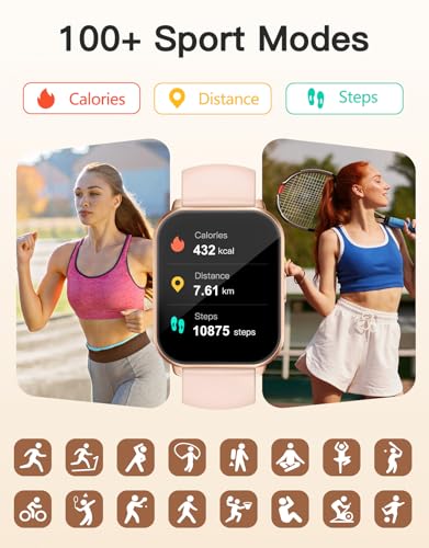 1.85" Smart Watch with Answer/Make Calls - Fitness Tracker with Heart Rate, SpO2, Sleep Monitor, 100+ Sports Modes, Step Counter, Notifications for Android & iOS, for Men and Women - Image 3